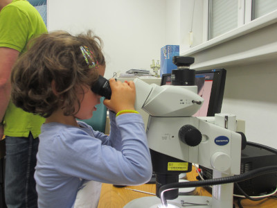 návštěvnice exkurze Laboratoří elektronové mikroskopie